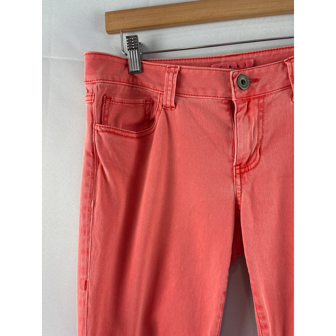 Cabi Womens Size 6 Coral Pink Stretch Jeans Slim Fit Denim Pants