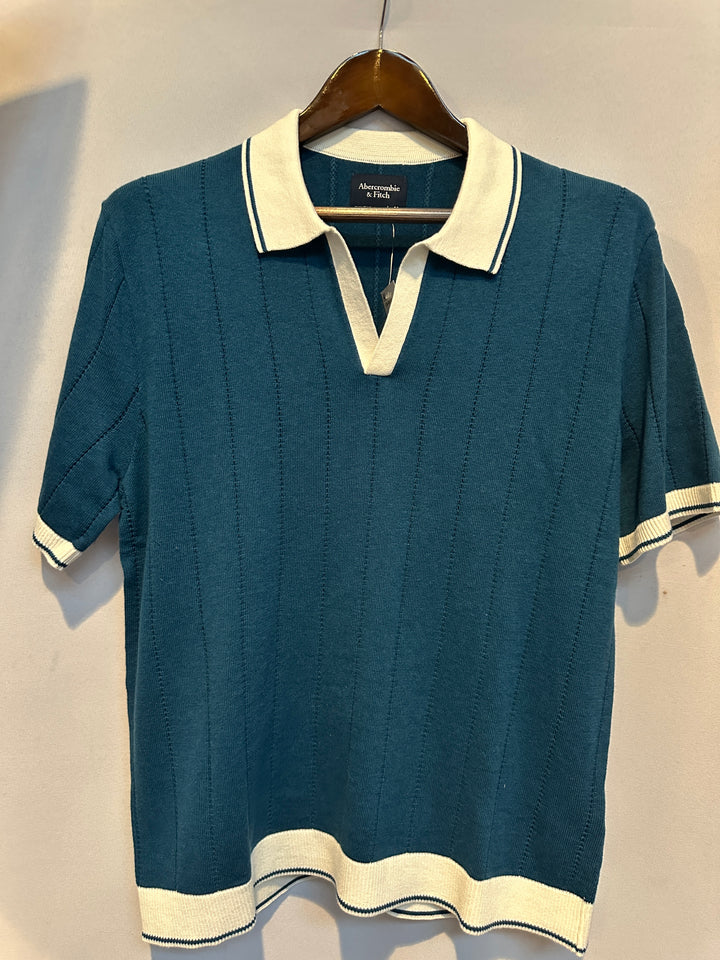Men’s Abercrombie & Fitch Teal Short Sleeve Polo Sweater Size M