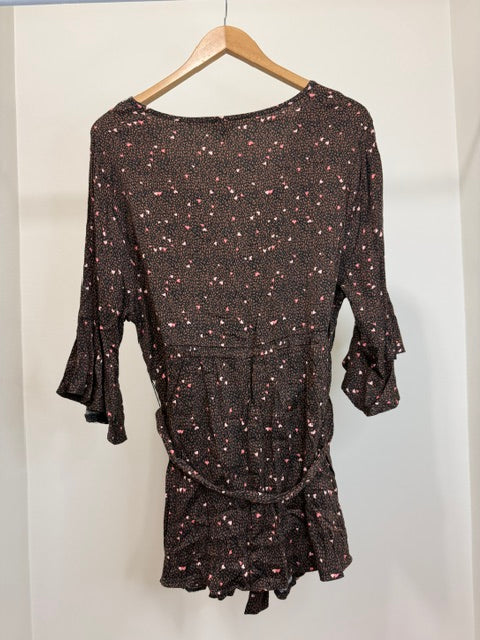 Torrid Faux Wrap Tunic Top Animal Print Pink Hearts Sz1/1X