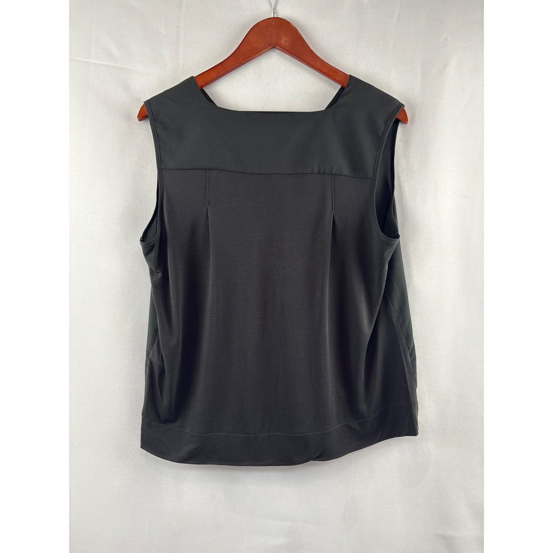 French Connection Womens V-Neck Sleeveless Blouse Black L