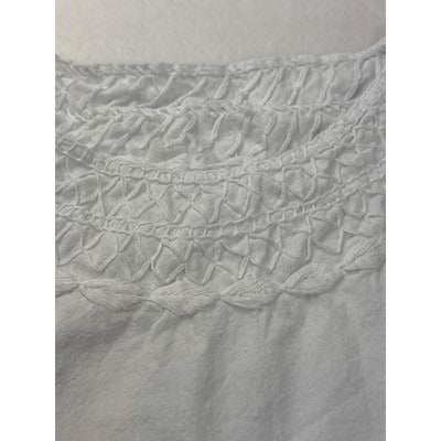 Women’s White Handmade Sleeveless Embroidered Tunic Sz L