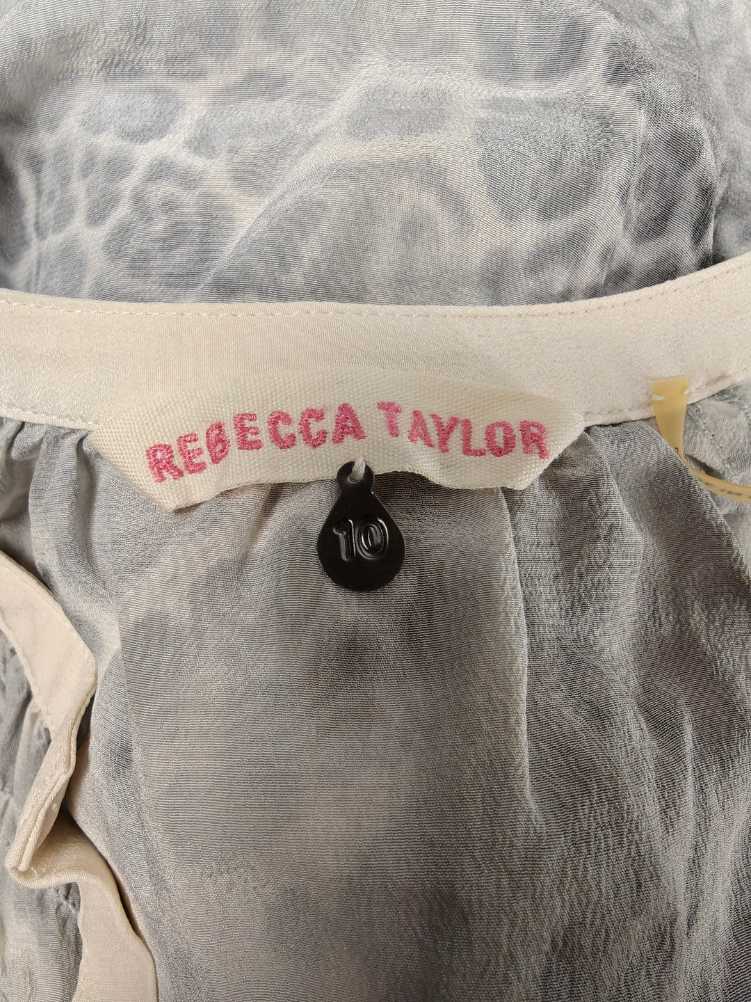 Womens Rebecca Taylor Blouse Gray Animal Print Size 10