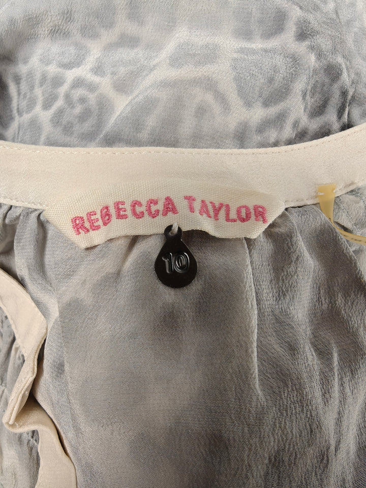 Womens Rebecca Taylor Blouse Gray Animal Print Size 10