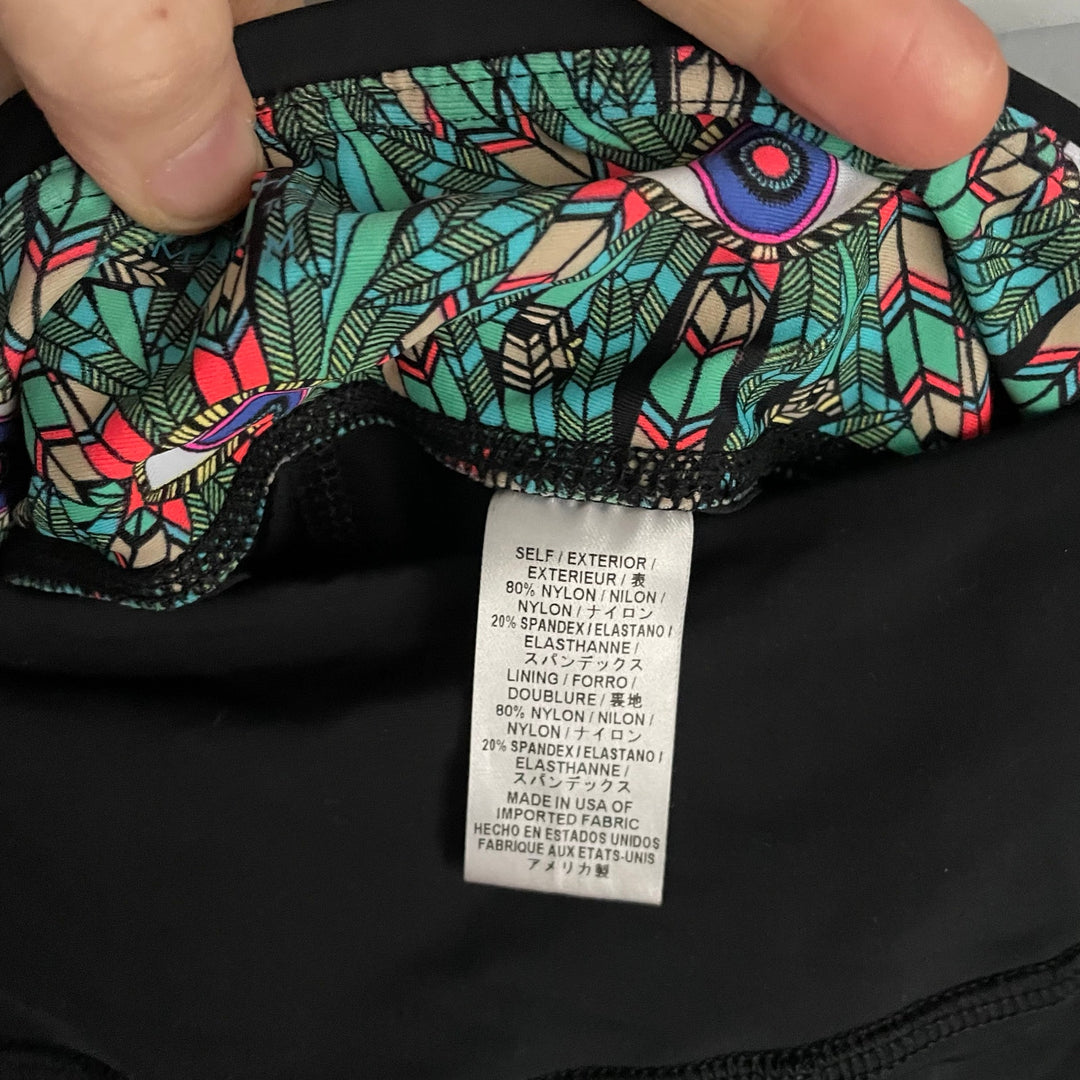 Mara Hoffman Black Boho eye Print Workout Leggings 7/8" Medium Barre Pilates