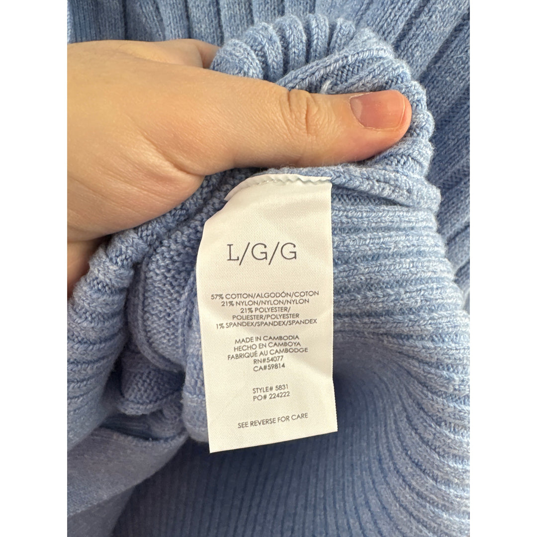 Women’s Cabi Large Light Blue Button Cable Knit Sweater