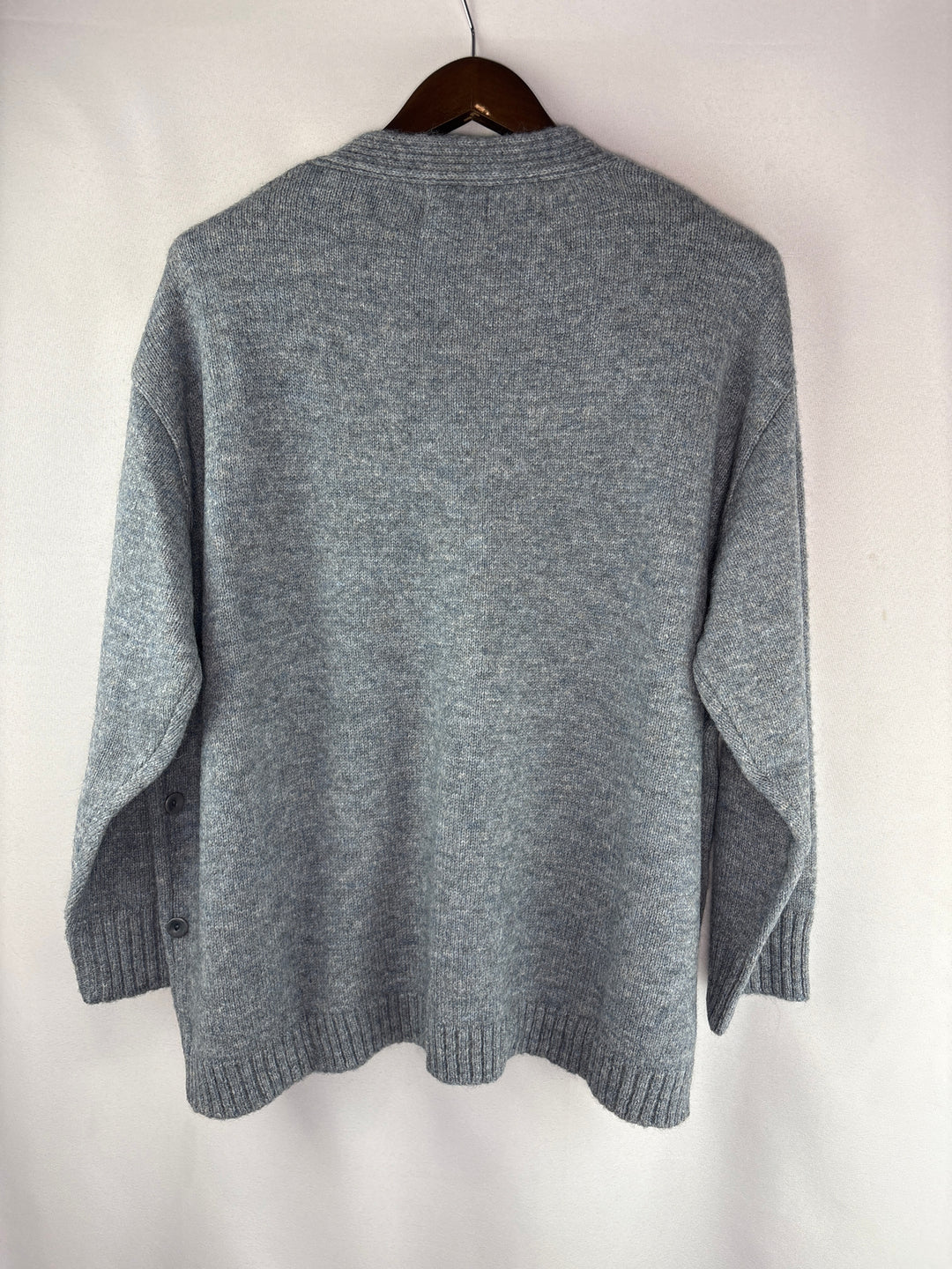 Womens Moia Blue Gray Alpaca Wool Blend V Neck Cardigan One Size