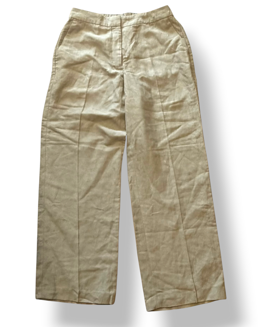 Aritzia Limitless Linen Curve Fit High Rise Wide Leg Pants Size 12 Olive Tan NWT