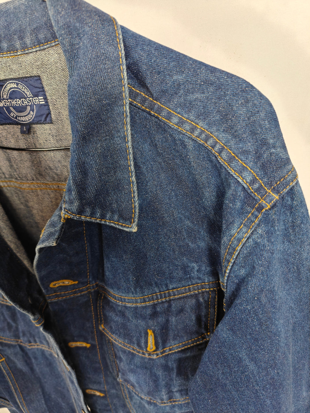 Harbour Weathercaster Denim Trucker Jacket Blue Vintage Size L