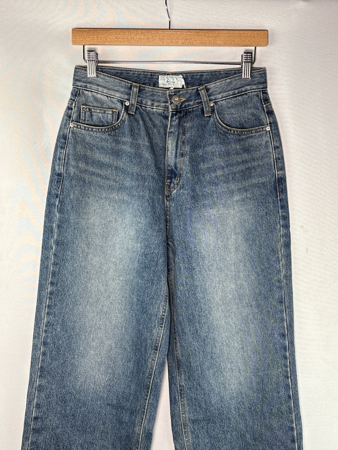 Womens Moia High Waisted Medium Wash Blue Wide Leg Jeans Size Medium