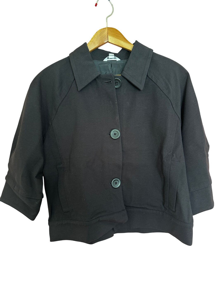 Vintage Calvin Klein Black Cropped Jacket With Three Quarter Sleeves