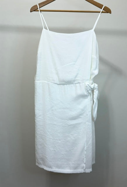 Nine West White Textured Faux‑Wrap Mini Dress SzXXL NWOT