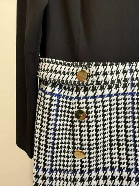 DKNY Houndstooth Plaid Knit Sheath Dress Black NWT Sz12