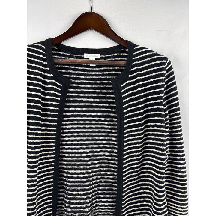 Women’s Charter Club Small Black & White Striped Cardigan