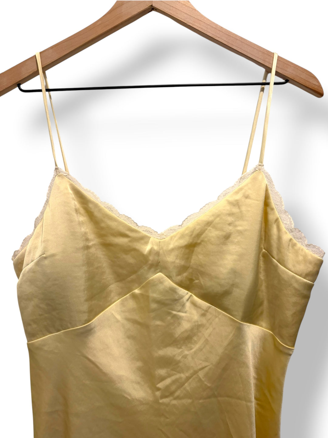Abercrombie &amp; Fitch Yellow Lace Trim Slip Dress Size L NWT Y2K Fairycore