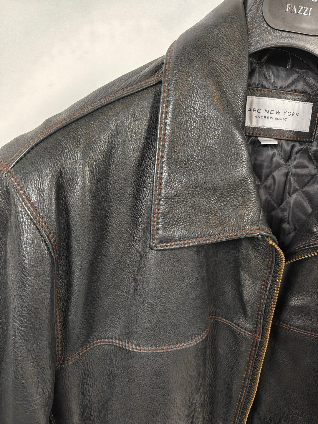 Mens Marc New York Leather Jacket Black 4XLT