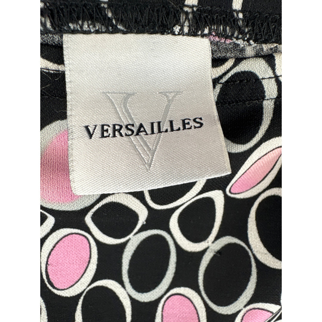 Women’s Versailles Large Black Mid Rise Skirt w/ White & Pink Dot Pattern