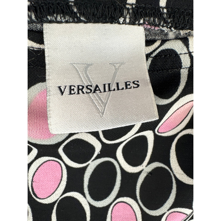 Women’s Versailles Large Black Mid Rise Skirt w/ White & Pink Dot Pattern