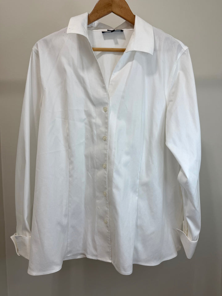 Jones New York Platinum Non Iron White Button Front Blouse 18W