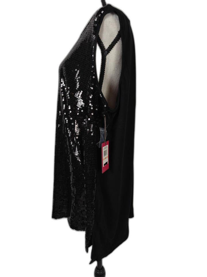 Womens Vince Camuto Sequin Tunic Black Size 2X Sleeveless Top NWT