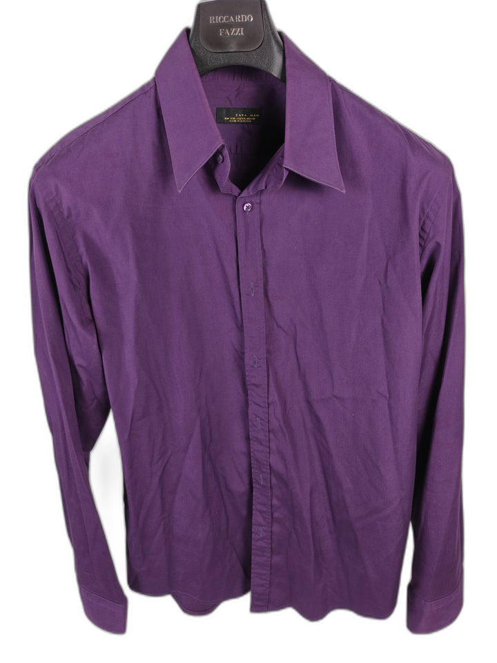 Men’s Zara Man Dress Shirt Purple XXL Long Sleeve