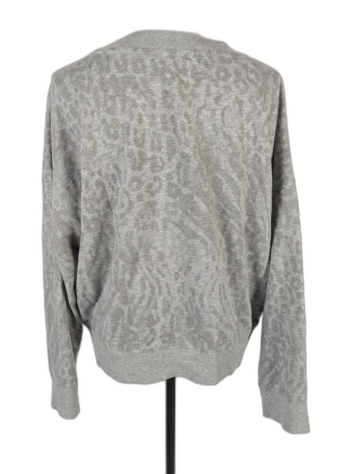 Womens Calvin Klein Performance Sweatshirt Gray Leopard Print Large