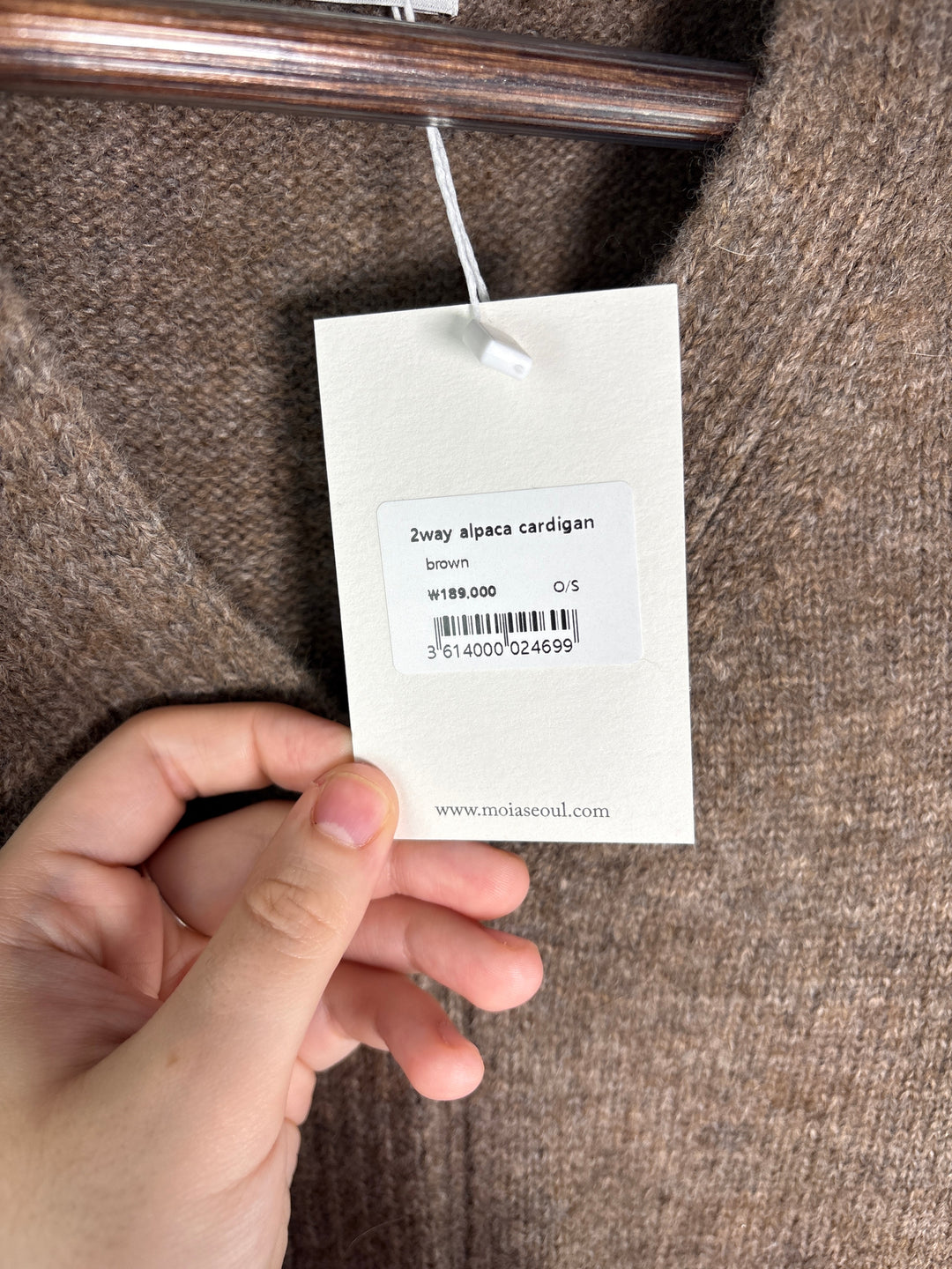 Womens Moia Brown Alpaca Wool Blend V Neck One Size Cardigan