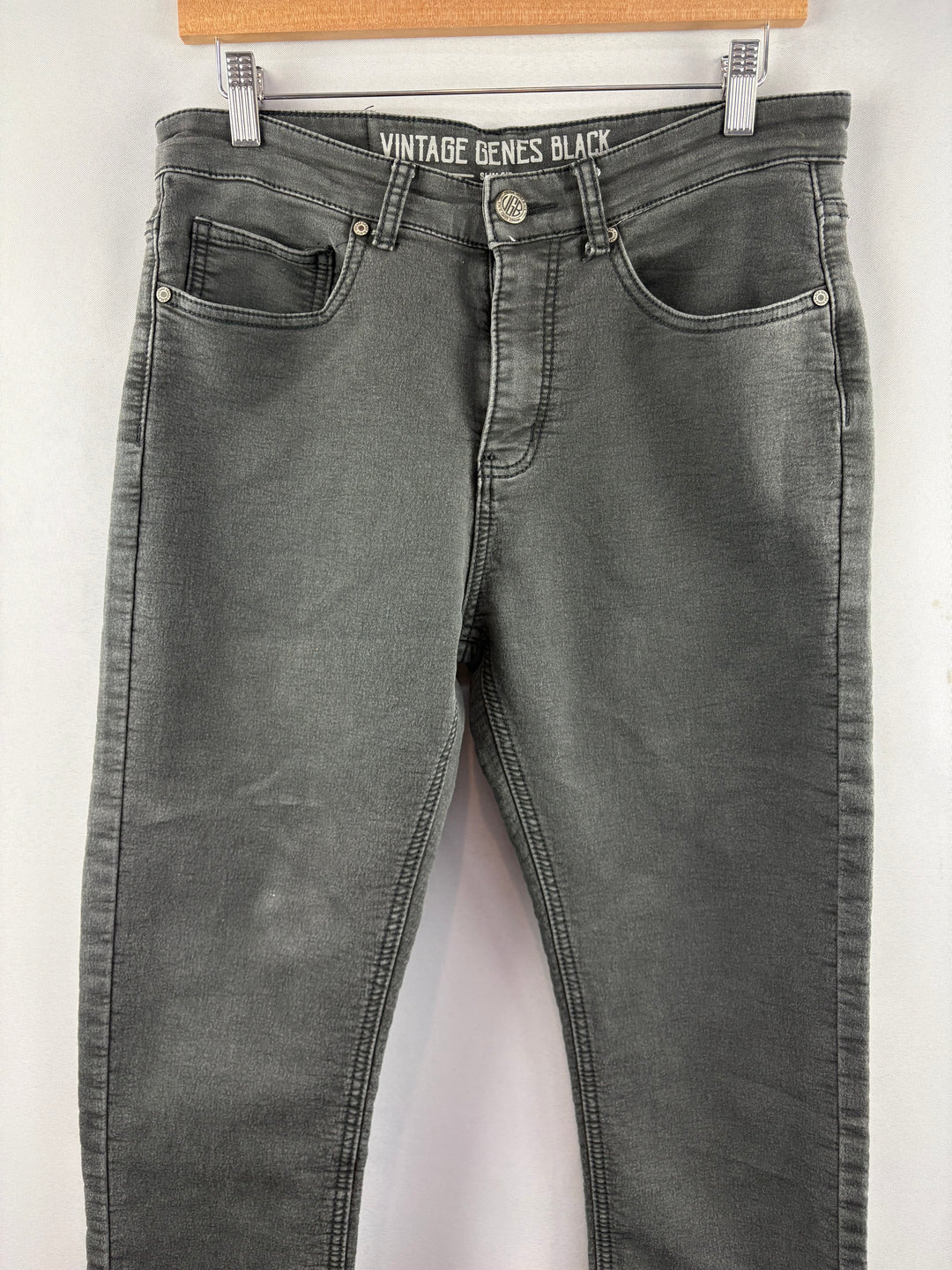 Men’s Vintage Genes Black W30/L30 Dark Gray Slim Fit Jeans