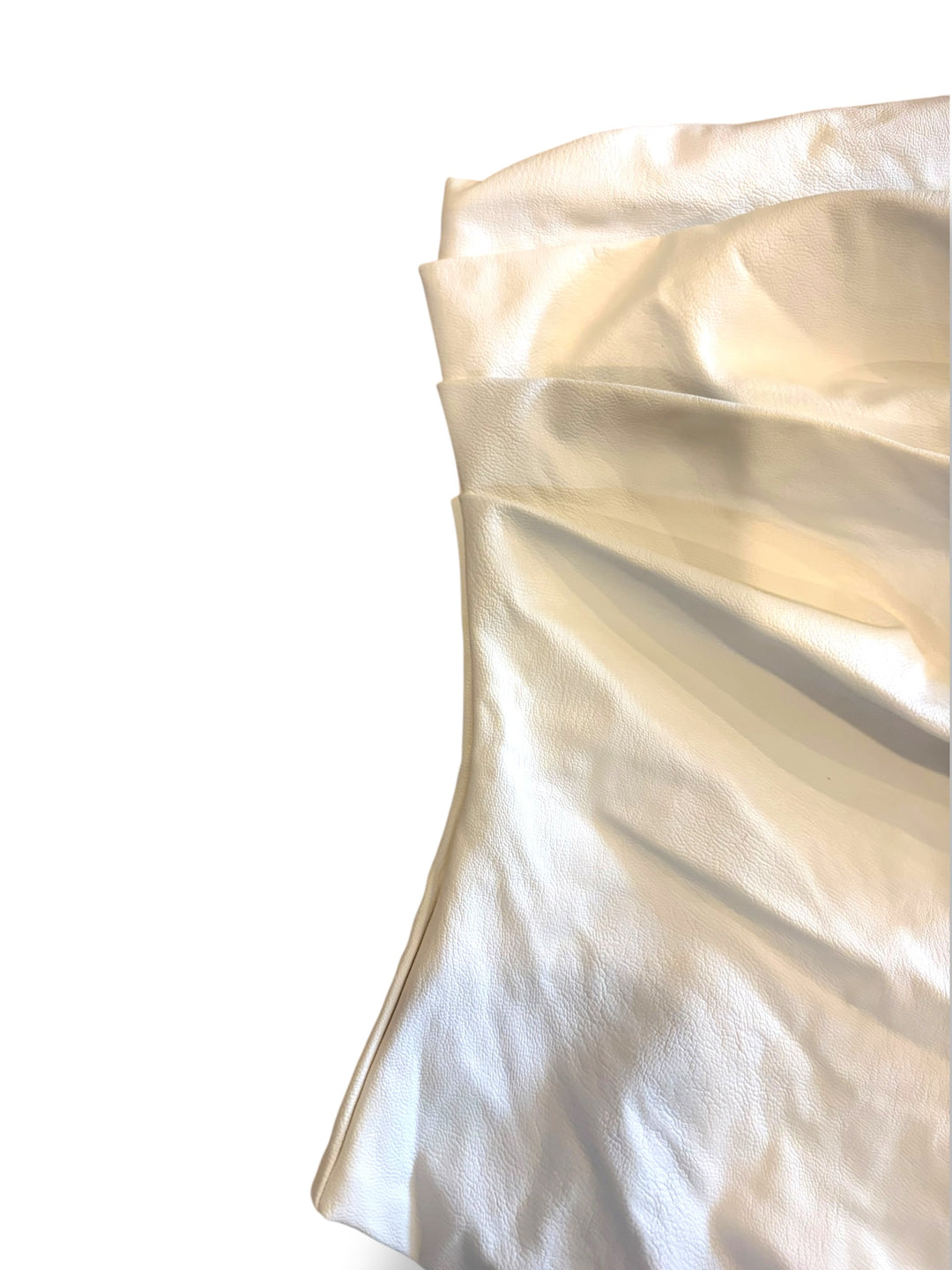 Naked Wardrobe White Faux Leather Ruched Bodysuit Size L NWT Strapless Corset