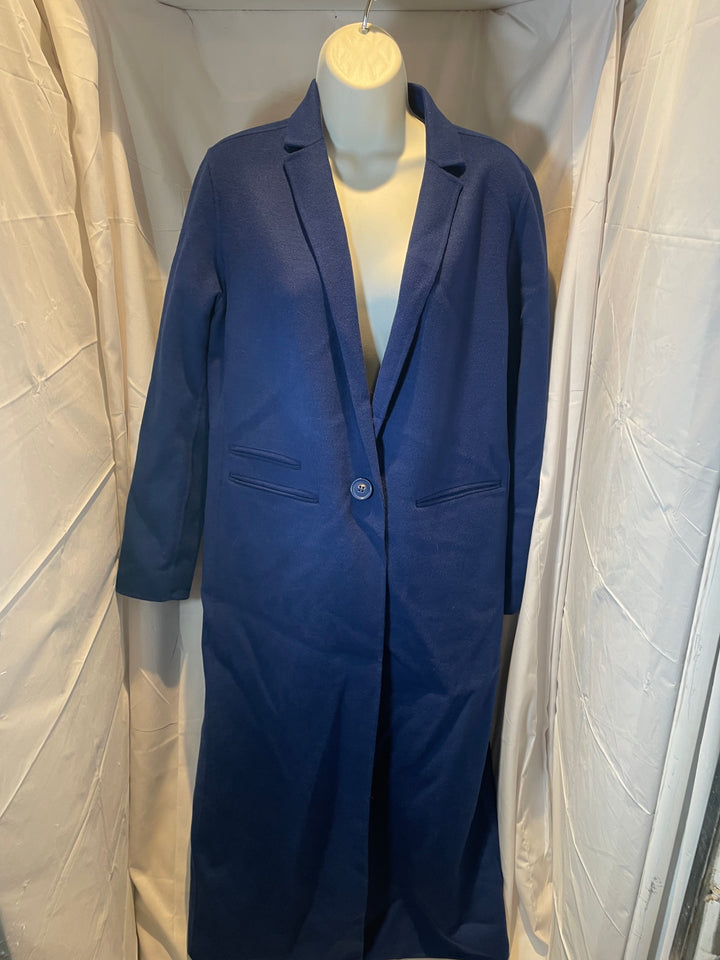 Maje Coat Tailored Single Button Wool-BLend Coat in Blue / Size 40 US - Excellent Condition