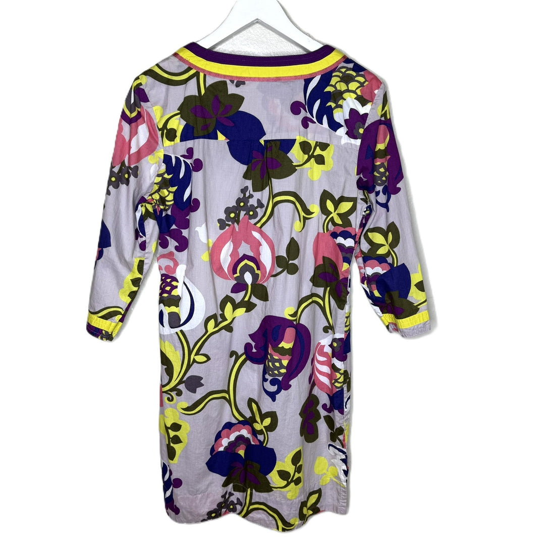 Boden Gray & Purple Floral Tunic Dress Cotton Casual, Size 8