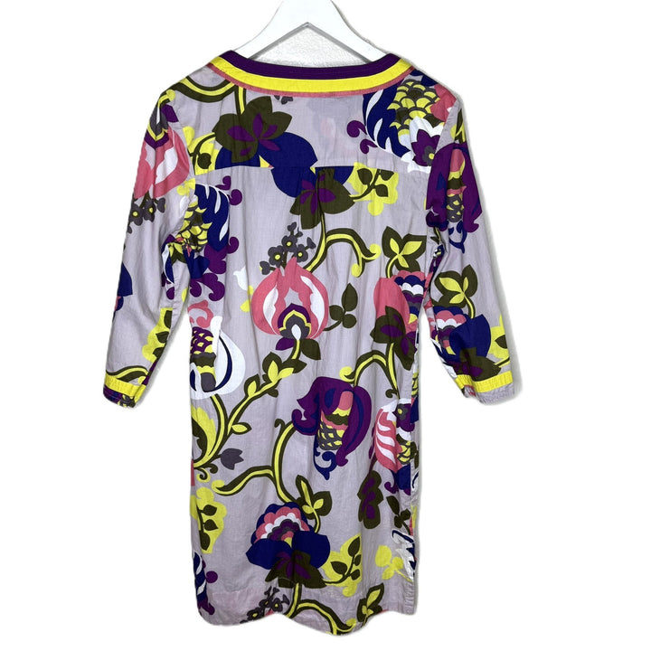 Boden Gray & Purple Floral Tunic Dress Cotton Casual, Size 8