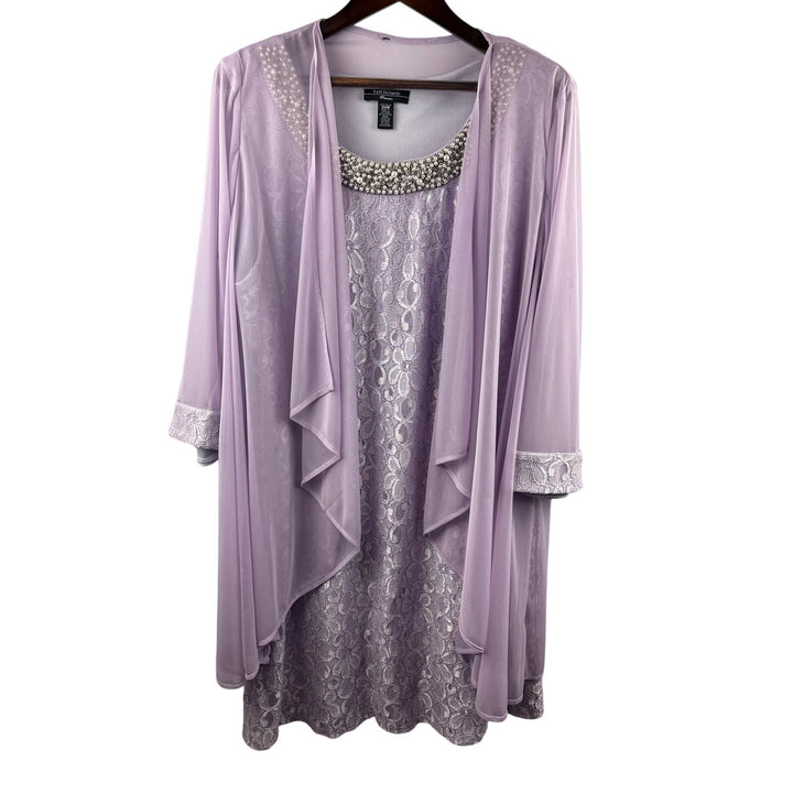 Women’s R&M Richard’s Size 20W Lilac Floral Lace Cocktail Dress w/ Sheer Shawl