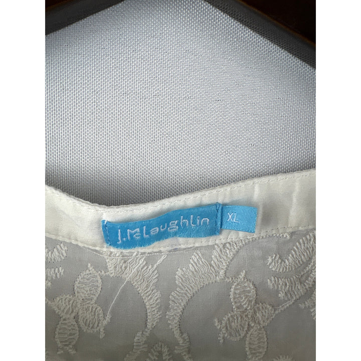 Women’s J. McLaughlin XL White Blouse w/ Paisley Design