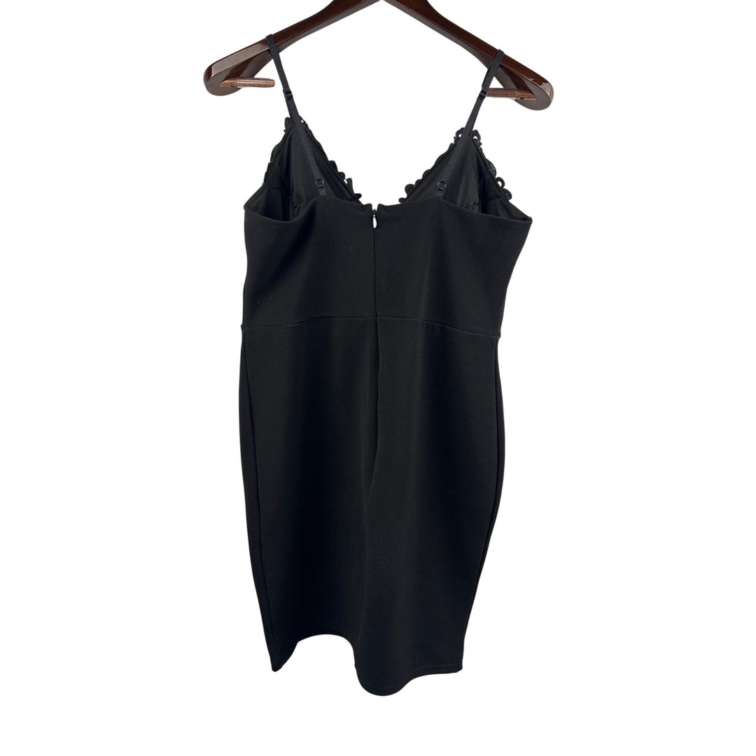 Women’s Lipsy London Size 10 Black w/ Gold Lace Mini Pencil Dress
