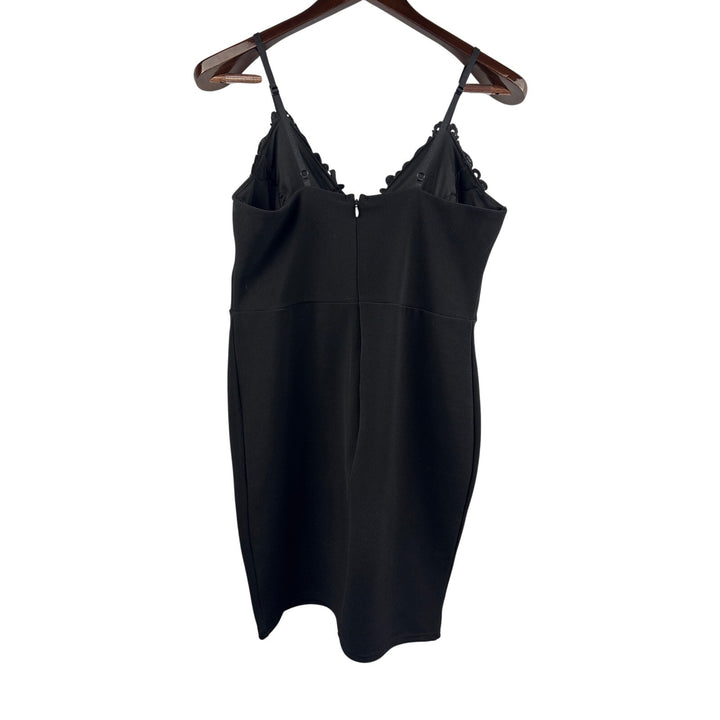 Women’s Lipsy London Size 10 Black w/ Gold Lace Mini Pencil Dress