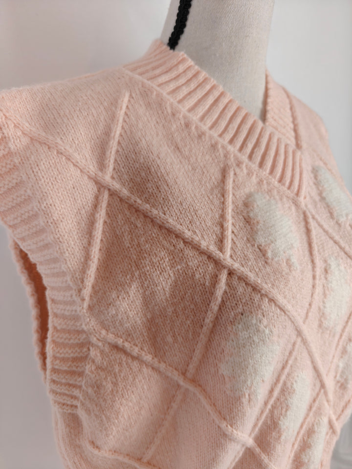Womens SHEIN Sweater Vest Pink White Christmas Tree M