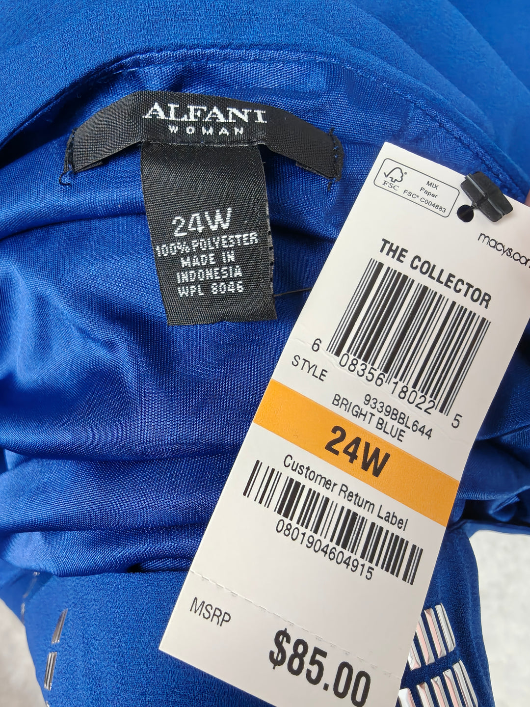 Womens Alfani Embellished Tunic Top Bright Blue Size 24W