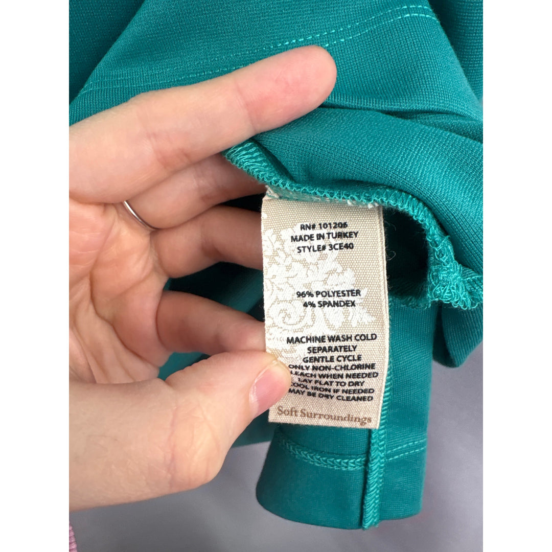 Women’s Soft Surroundings Petite Medium Dark Teal Long Sleeve Blouse