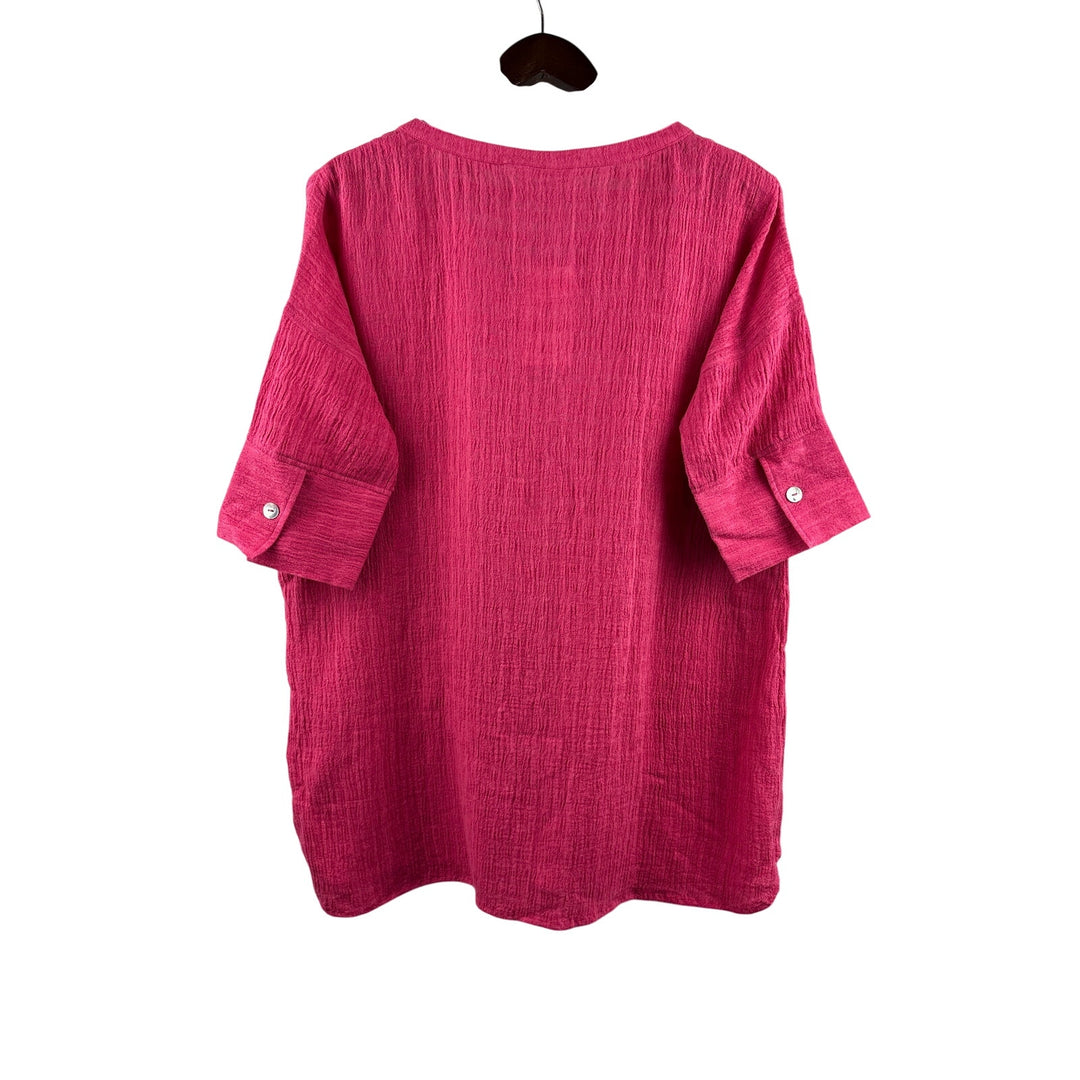 Women’s Soft Surroundings Petite Medium Hot Pink Button Up Shirt