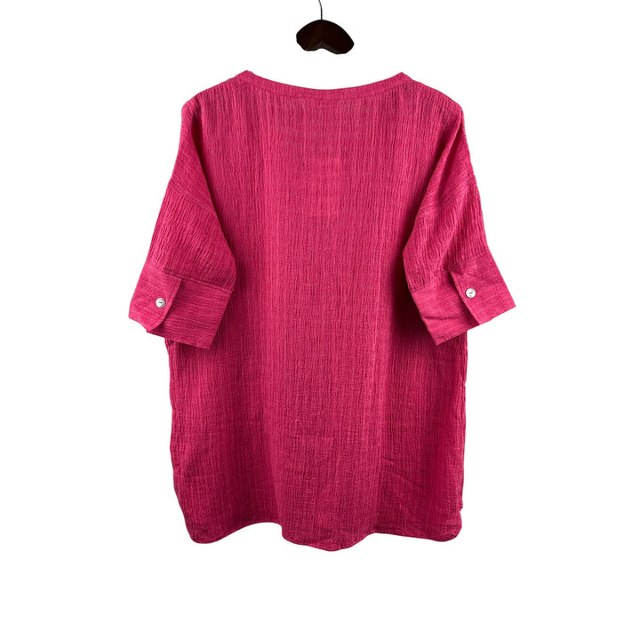 Women’s Soft Surroundings Petite Medium Hot Pink Button Up Shirt