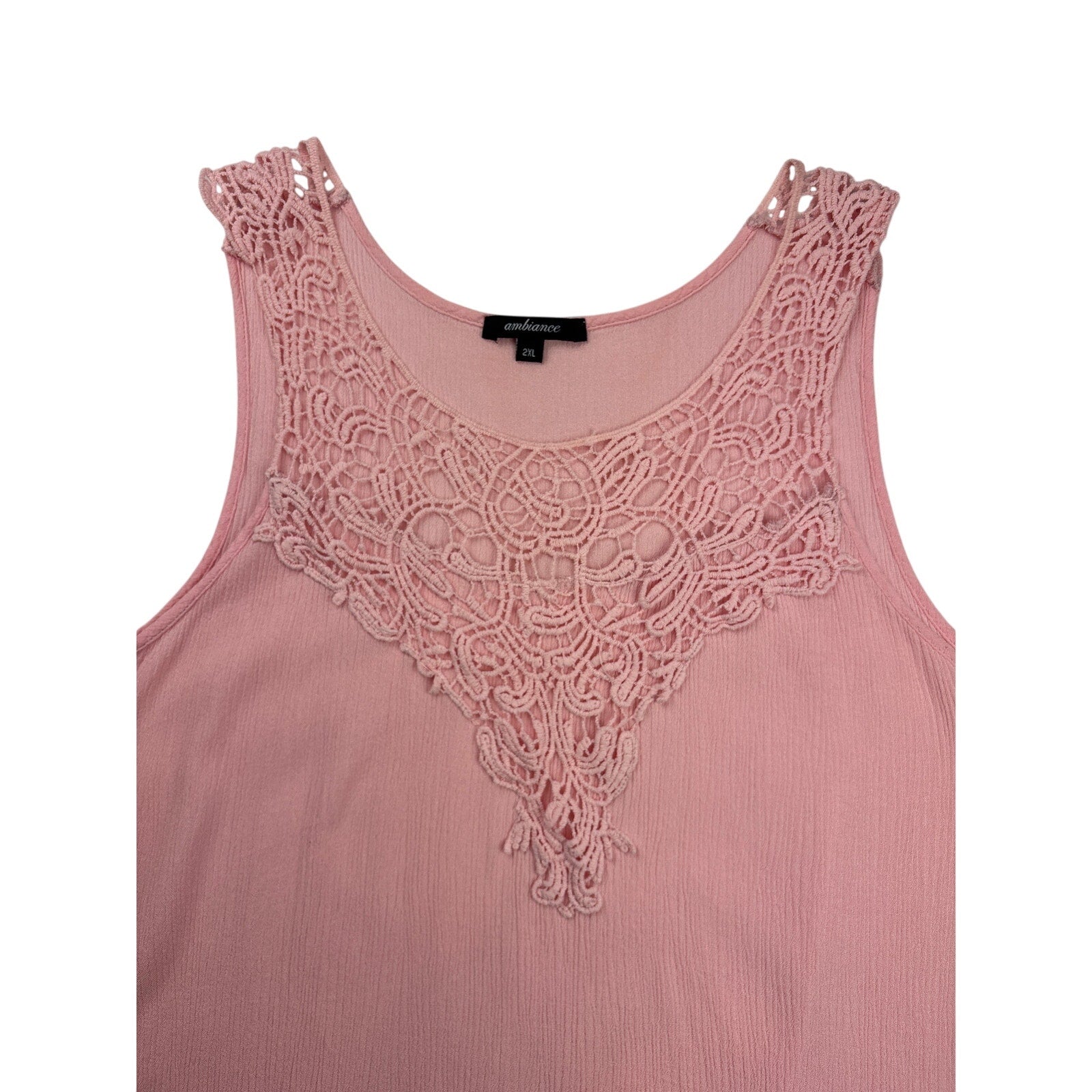 Women’s Ambiance Size 2XL Pink Embroidered Tank Top.