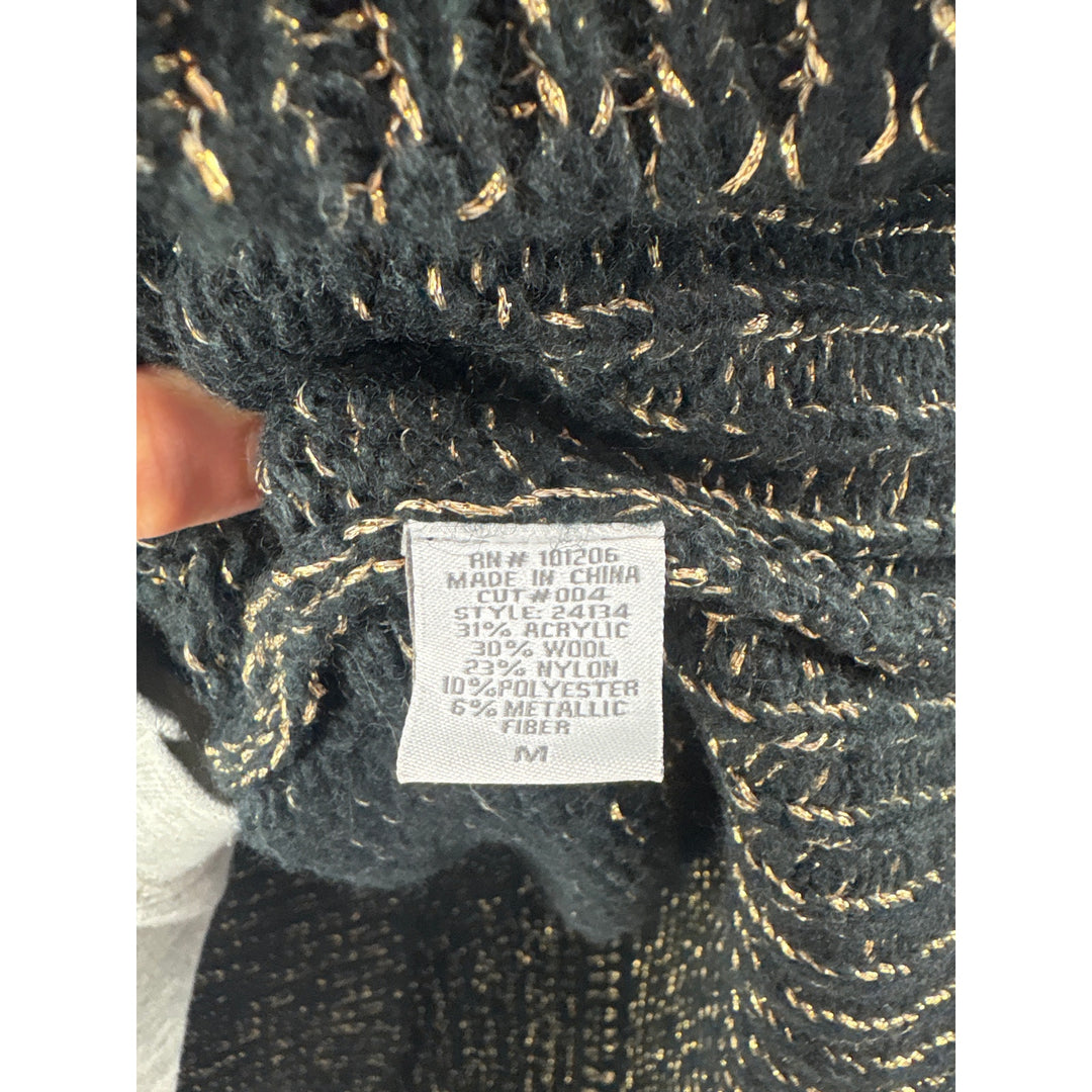 Women’s Soft Surroundings Medium Black w/ Gold Metallics Knit Vest