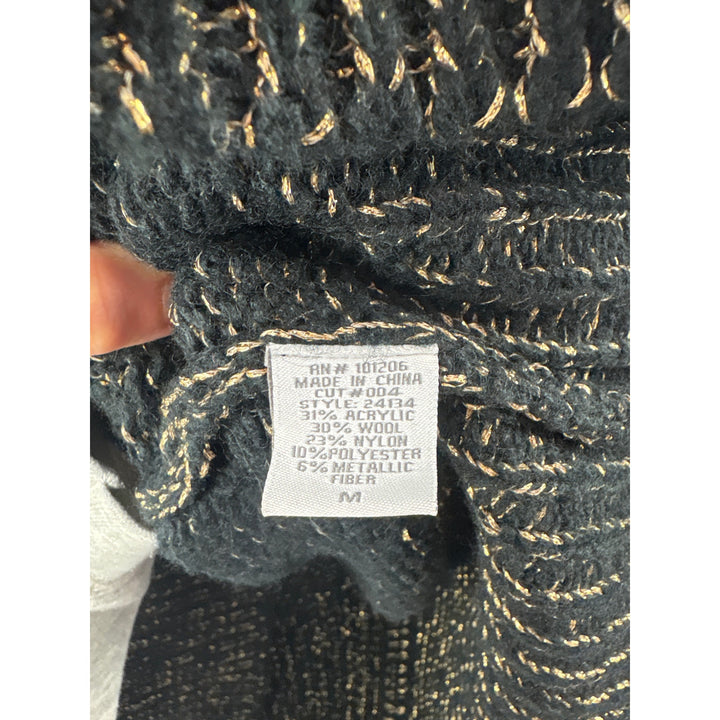Women’s Soft Surroundings Medium Black w/ Gold Metallics Knit Vest