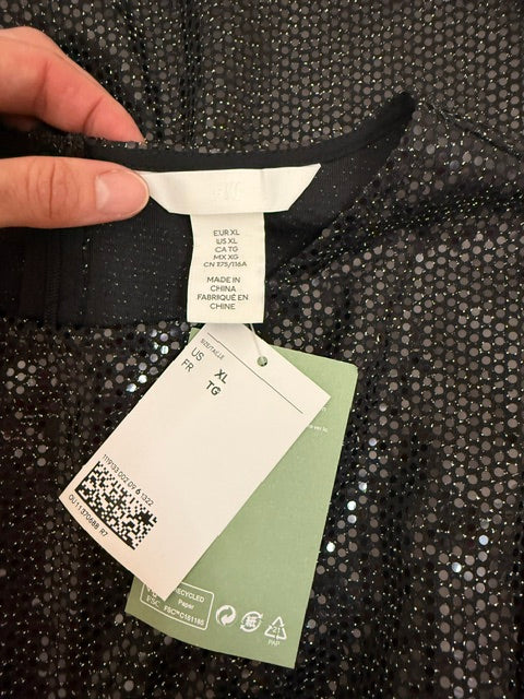 H&amp;M Sparkle Ruched Dress Black NWT SzXL