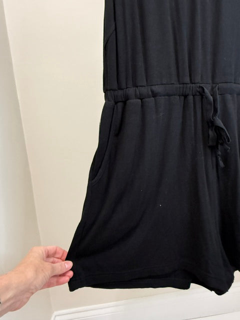 Mia &amp; Tess Black Ribbed Button Front Romper NWOT SzXL
