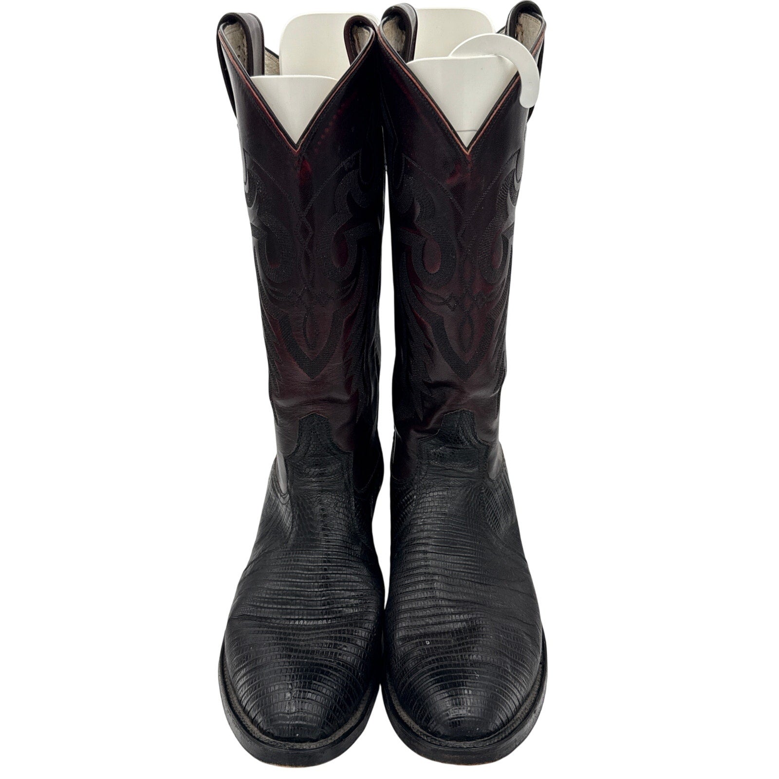 Men’s Dan Post Leather & Lizard Skin Reddish Brown Cowboy Boots Sz 10