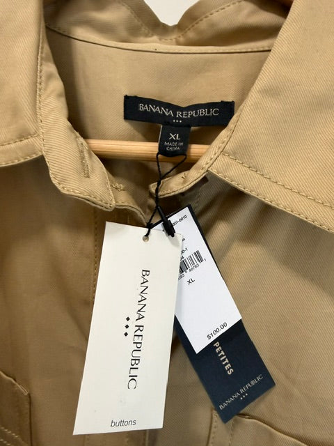Banana Republic Camel Belted Cotton Blend Shirt Dress SzXL NWT