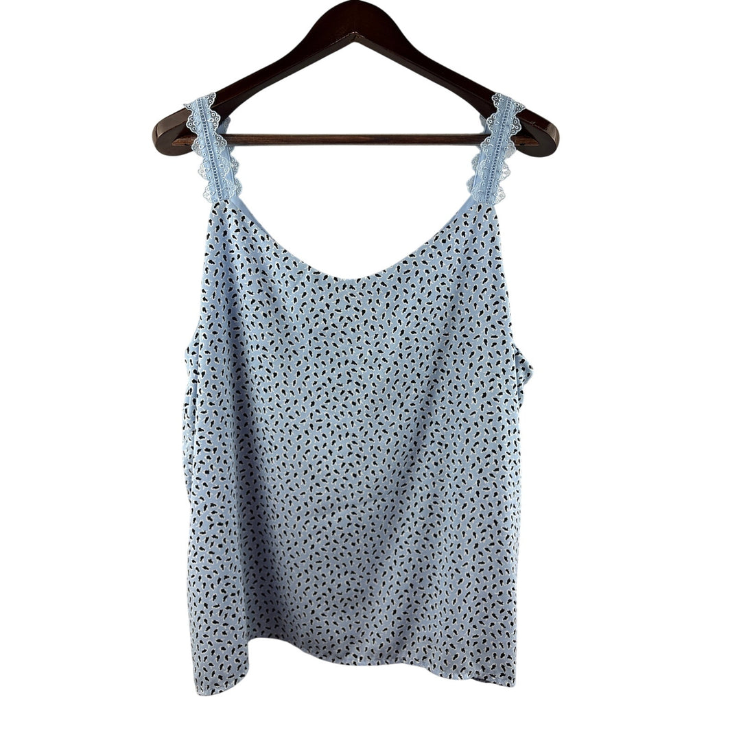 Women’s Nordstrom Rack Size 2X Pale Blue w/ Black Florals Sleeves Blouse