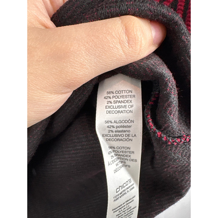 Women’s Chico’s Size 0 Red & Black Abstract Patterned Blouse