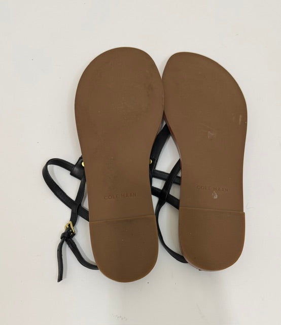 Cole Haan Flora Thong Sandals Black Leather Sz9.5